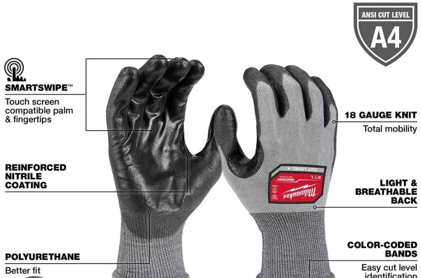 Milwaukee 48-73-8741b work gloves 1 pair medium.