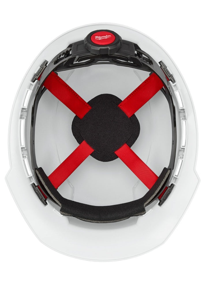 48-73-1200 White Front Brim Vented Hard Hat W/4Pt Ratcheting Suspension - Type 1, Class C Milwaukee Electric Tool Corp