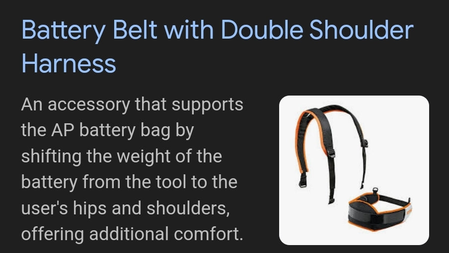 Stihl Battery Belt with Double Shoulder Harness