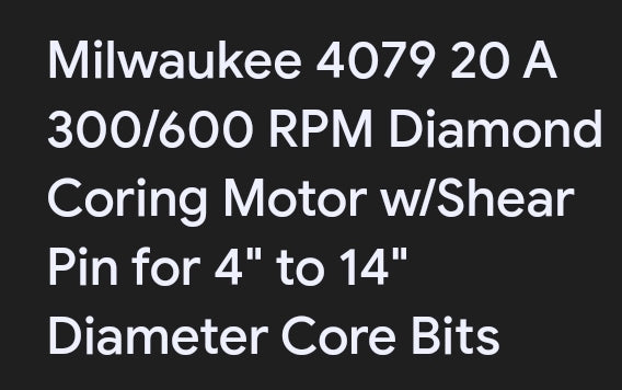 Milwaukee core Drill motor only (open box, display)