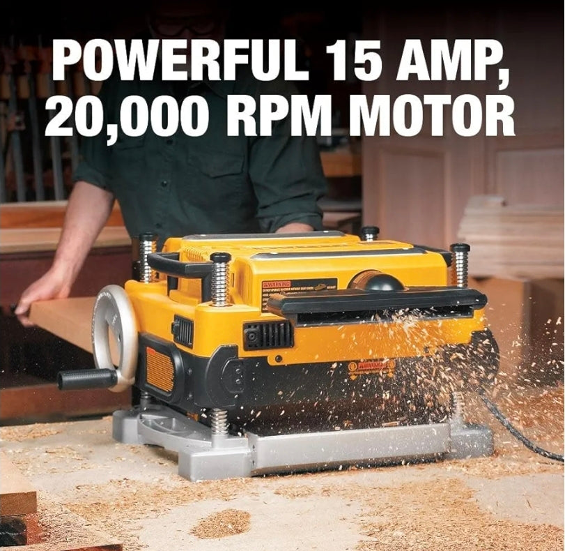 DEWALT Planer, Thickness Planer, 13" Inch, 3 Knife for Larger Cuts, 2-Speed 20,000 RPM Motor, Corded (DW735)