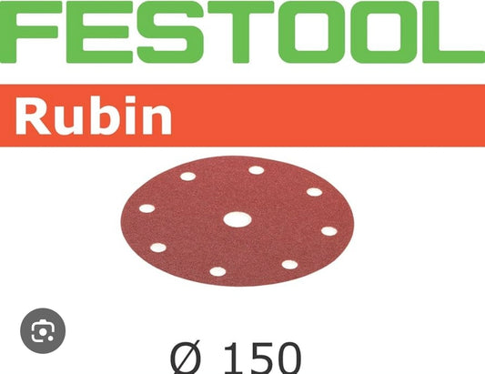 Festool 6" D150 50 grit rubin sandpaper x50 496614