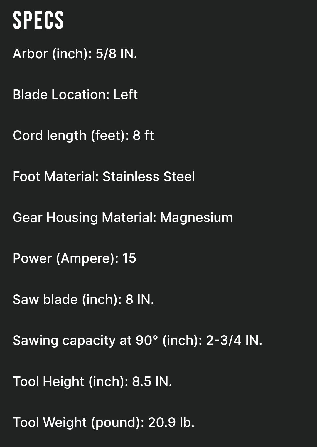 SKILSAW SPT 78 MMC-22 8" METAL SAW CORDED 15amp 120V