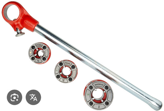 RIDGID 36345 00-R Exposed Ratchet Threader Set, Ratcheting Pipe Threading Set of 1/2-Inch to 1-Inch NPT Pipe Threading Dies