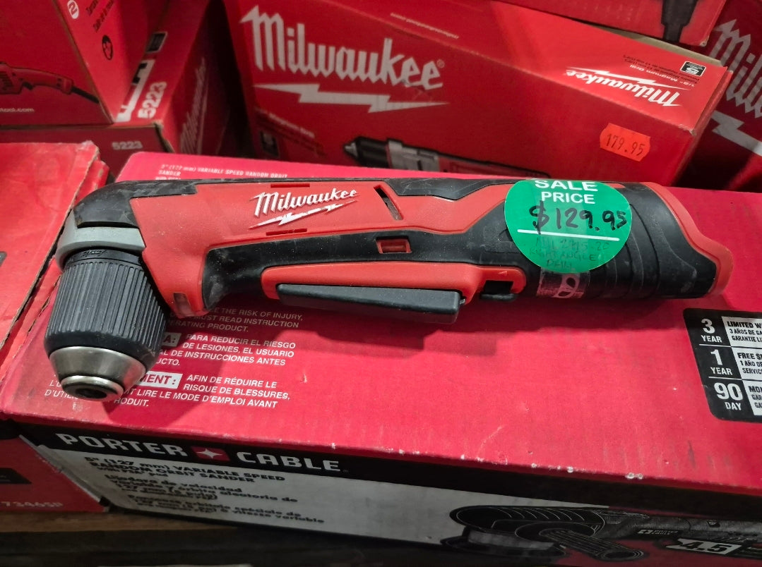 Miwaukee 3/8de keyless chuck m12 12v tool only right angle drill