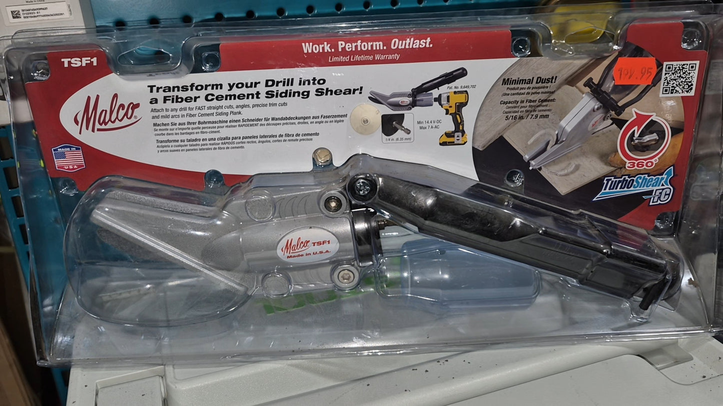 Malco TSF1 fiber cement siding shear adaptor. Made in USA 🇺🇸