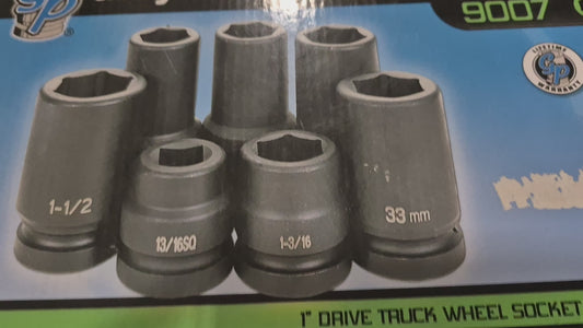 Grey Pneumatic 1" drive truck wheel socket set 7pcs