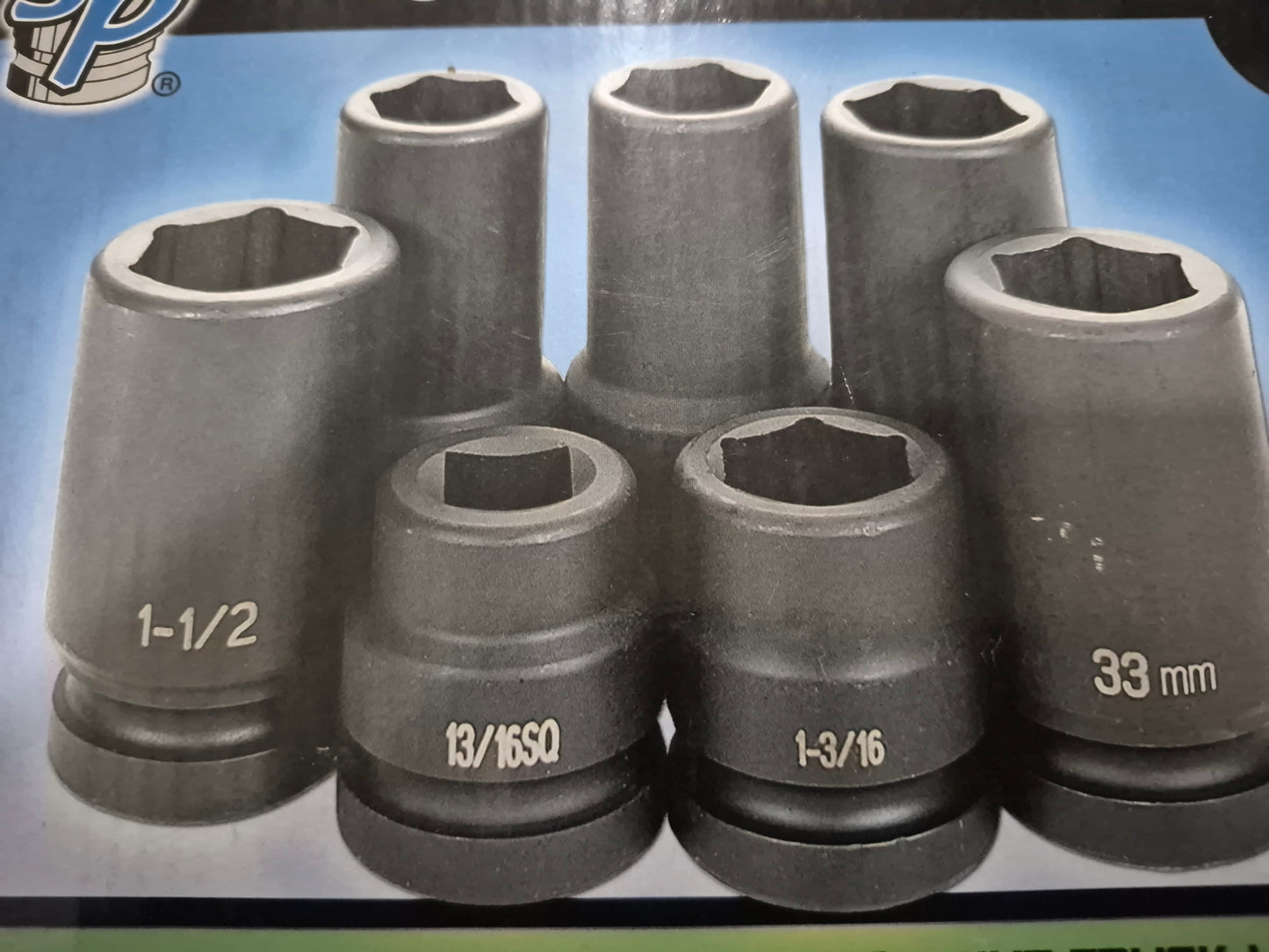 Grey Pneumatic 1" drive truck wheel socket set 7pcs