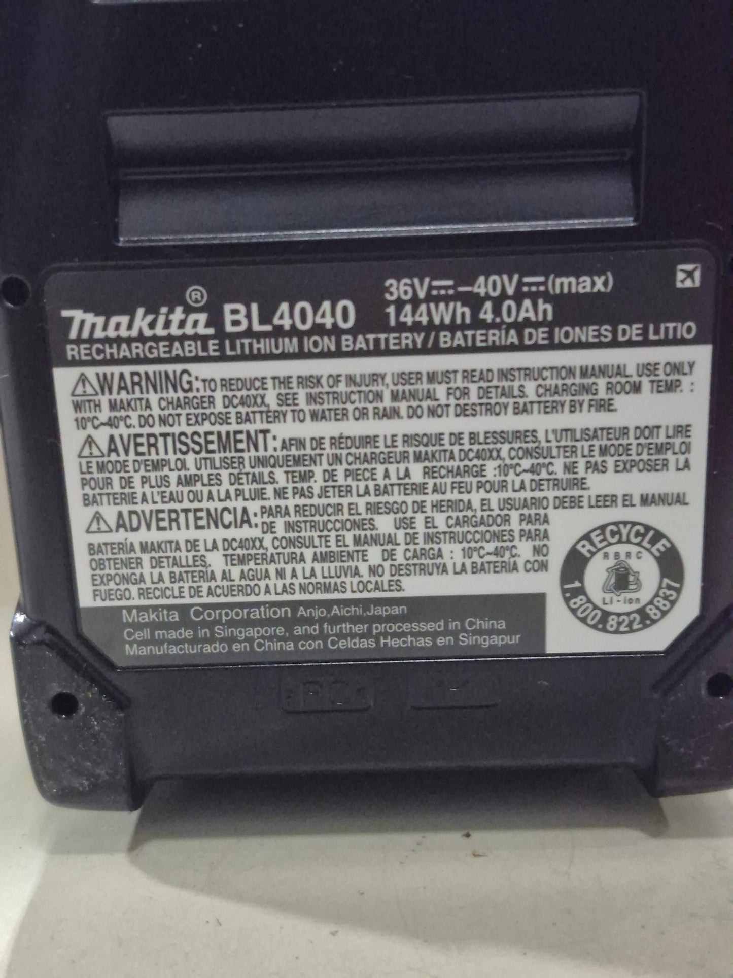 Makita 40V XGT 4.0ah Battery