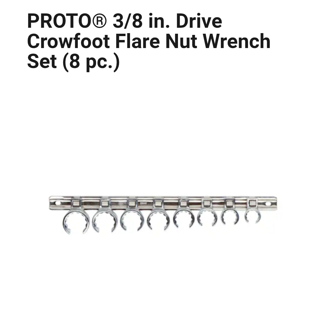 $199 7pcs proto US made Crowfoot Flare 5/8, (11/16 missing) 3/4, 13/16, 7/8, 15/16, 1, 1-1/16