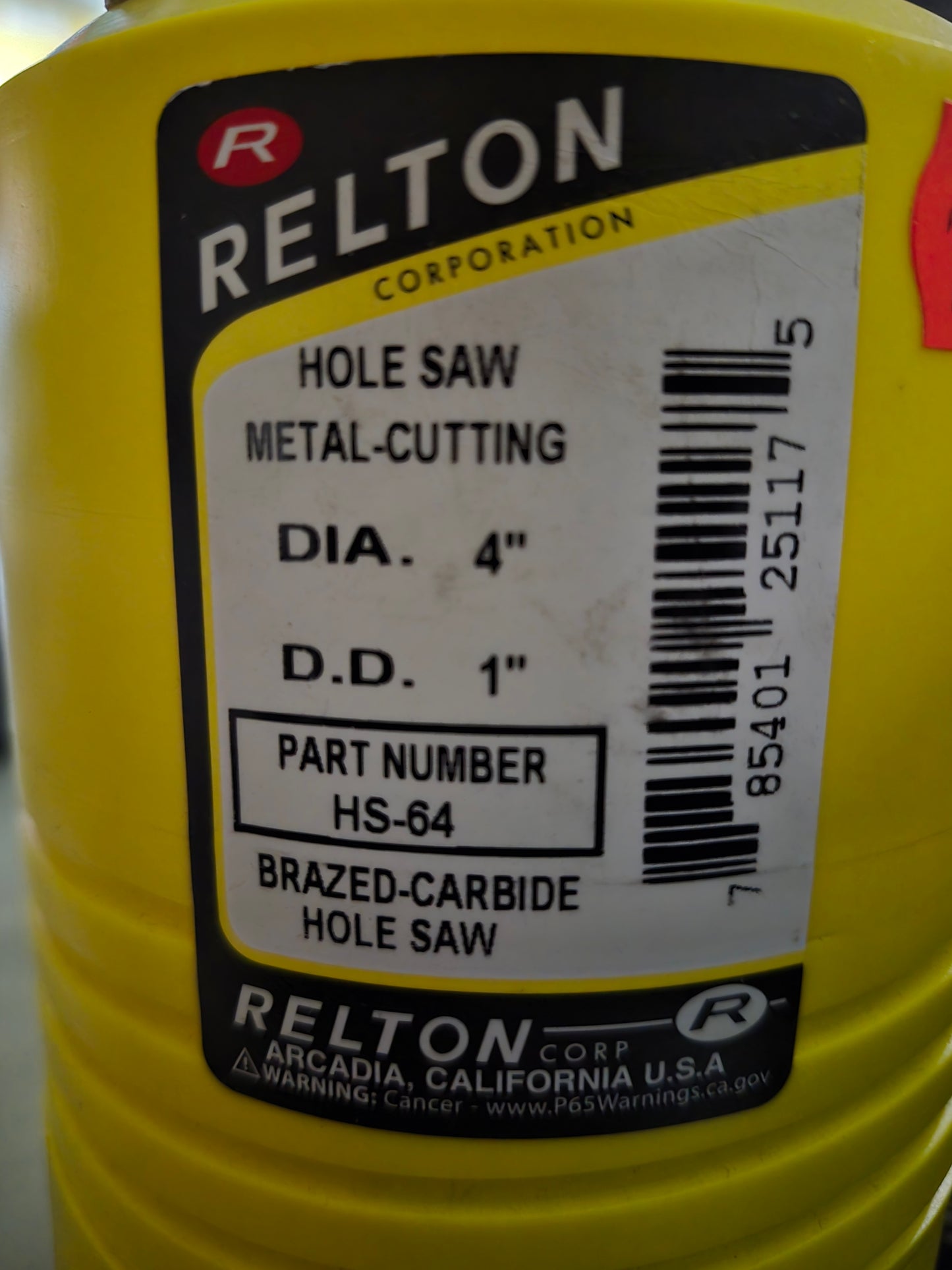 Relton 4" hd carbide hole saw for steel