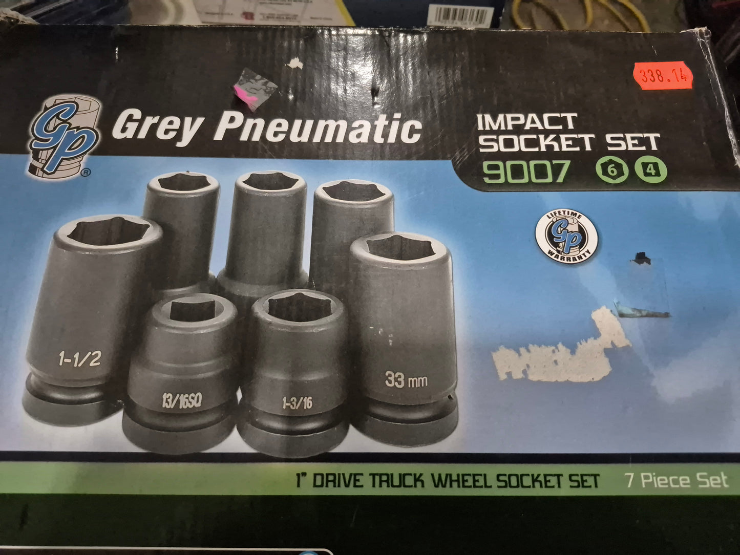 Grey Pneumatic 1" drive truck wheel socket set 7pcs