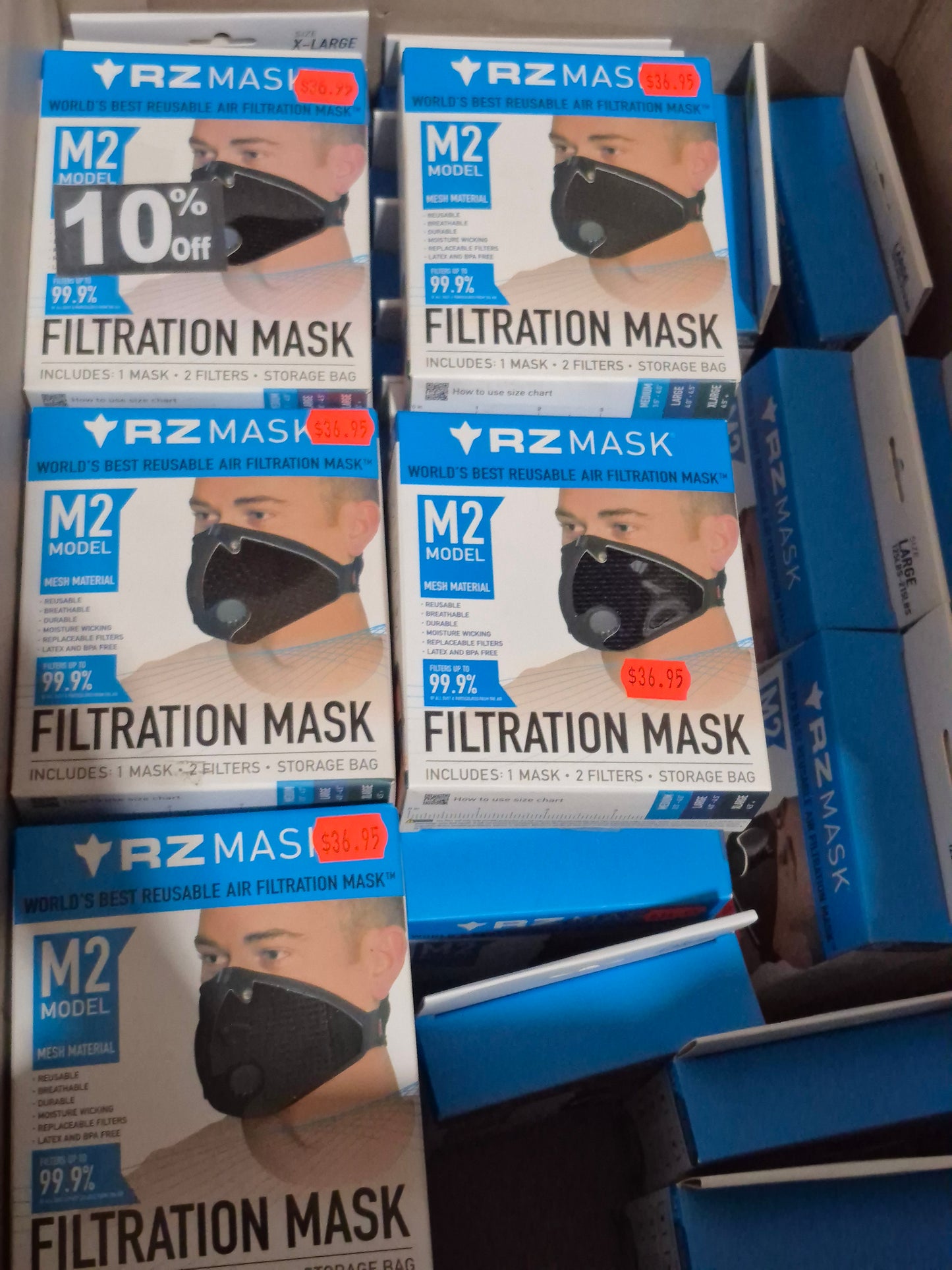 RZ MASK 34PCS 17-LARGE 17-XLARGE FOR POLLUTION, SMOKE AND ALLERGIES