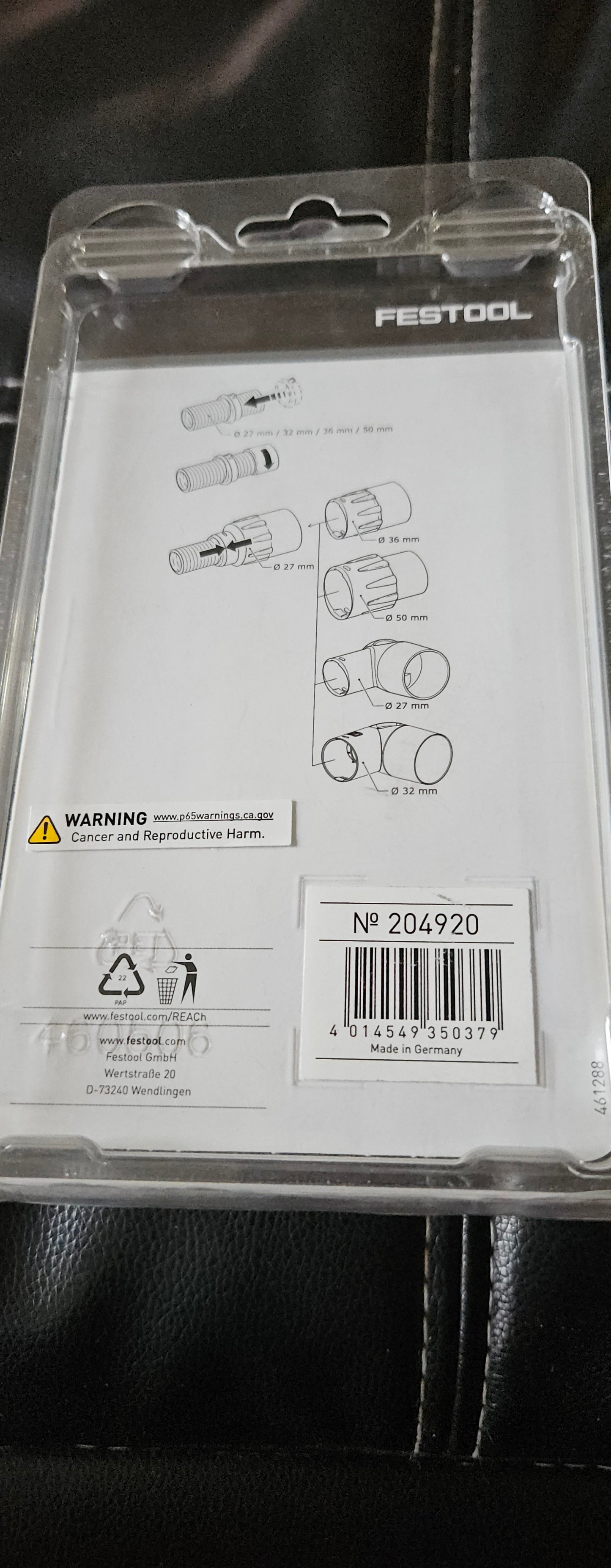 Festool #204920 D36 36mm adaptor